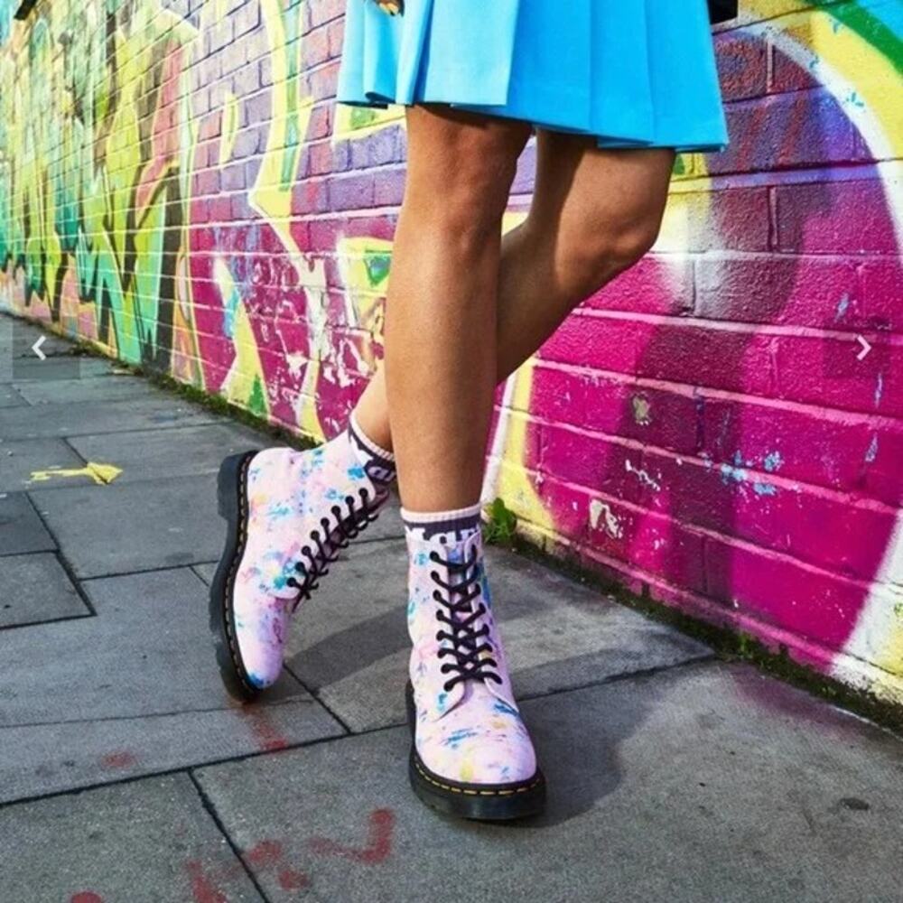 NWT Dr. Martens 1460 Pascal Confetti Lace Up Moto Boot Size 7 RARE NWD
